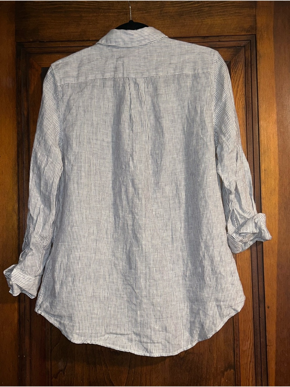 Quince 100% Linen Blue White Stripe Button Up Shirt M - Picture 4 of 7
